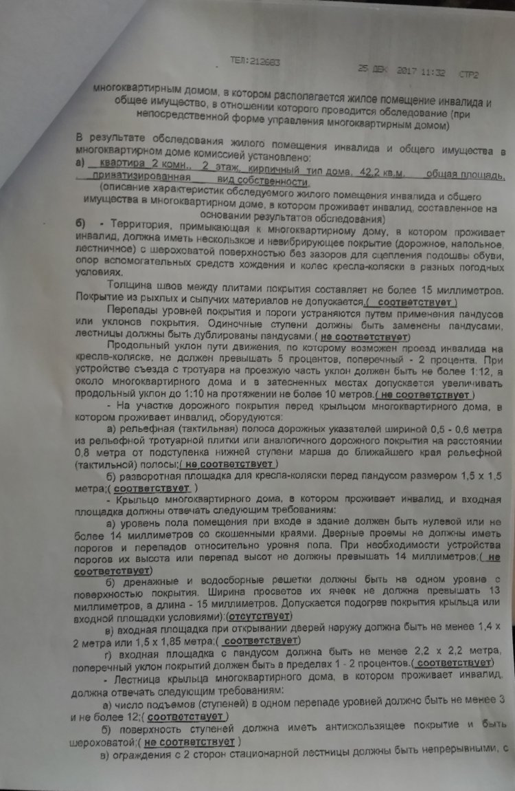 Заключение о возможности приспособления жилого помещения инвалида образец