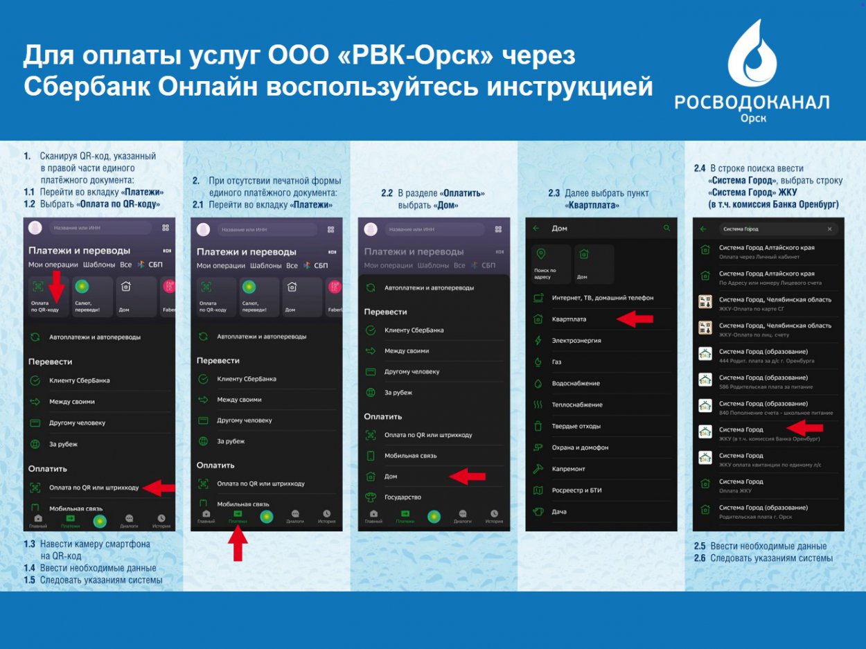 В «РВК-Орск» рассказали о порядке оплаты услуг через Сбербанк Онлайн - Орск:  Orsk.ru